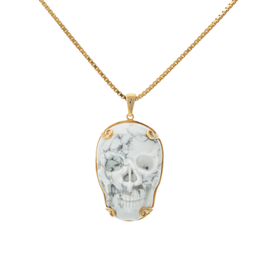 Dije Calavera grande con piedra Howlita